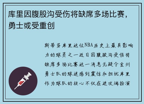库里因腹股沟受伤将缺席多场比赛，勇士或受重创